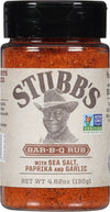 A jar of Stubbs Bar-B-Q Rub with Sea Salt, Paprika and Garlic.