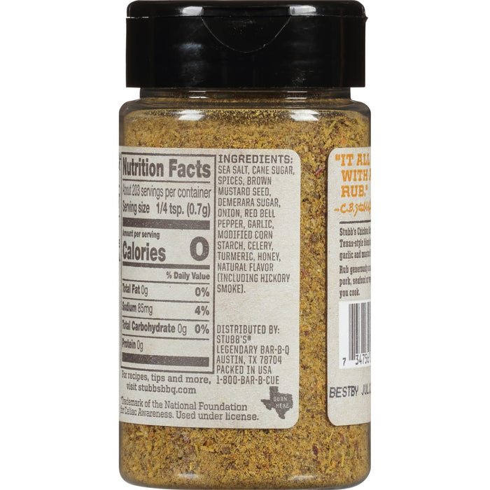 A bottle of Stubb's Chicken Rub seasoning.