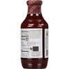 A bottle of Stubbs Smoky Brown Sugar BBQ Sauce with nutrition facts and ingredients listed on the label.