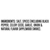 A list of ingredients for a seasoning blend, including salt, spices, garlic, onion, and natural flavor.