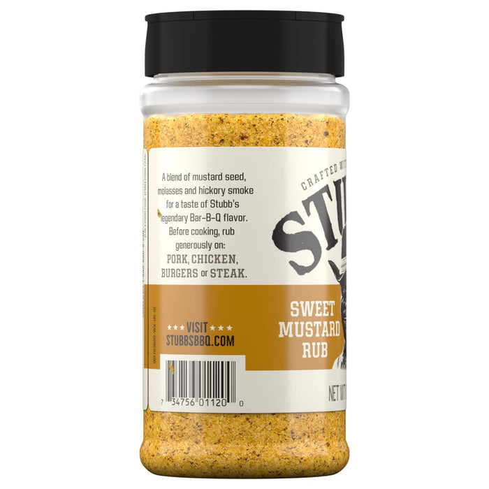 A container of Stubb's Sweet Heat Rub seasoning.
