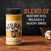 A bottle of Stubb's Original Bar-B-Q Rub, a blend of mustard seed, molasses, and hickory smoke.