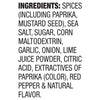 A detailed view of the ingredients label for Stubb'S, 5.07 Oz, listing spices, sea salt, sugar, corn maltodextrin, garlic, onion, lime juice powder, citric acid, extractives of paprika, red pepper, and natural flavor.