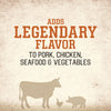 An infographic for Stubbs Grlc Lime E stating that it adds legendary flavor to pork, chicken, seafood, and vegetables above silhouettes of a cow, chicken, and pig.