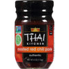 A jar of Thai Kitchen Roasted Red Chili Paste, authentic and mild.