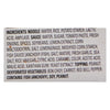 A list of ingredients for a product containing fish, soy, and peanut.