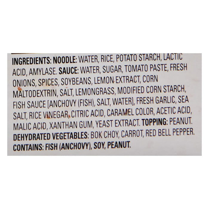 A list of ingredients for a product containing fish, soy, and peanut.