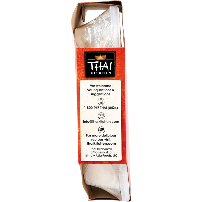 Thai Kitchen brand packaging with contact information and website address.