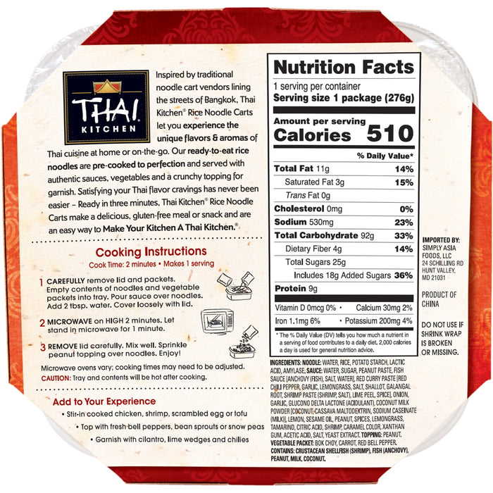 Thai Kitchen® Gluten Free Thai Peanut Rice Noodle Cart, 9.77 oz