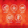 The image displays a collection of icons indicating the product is non-dairy, vegan, non-GMO, USDA organic, and gluten-free.