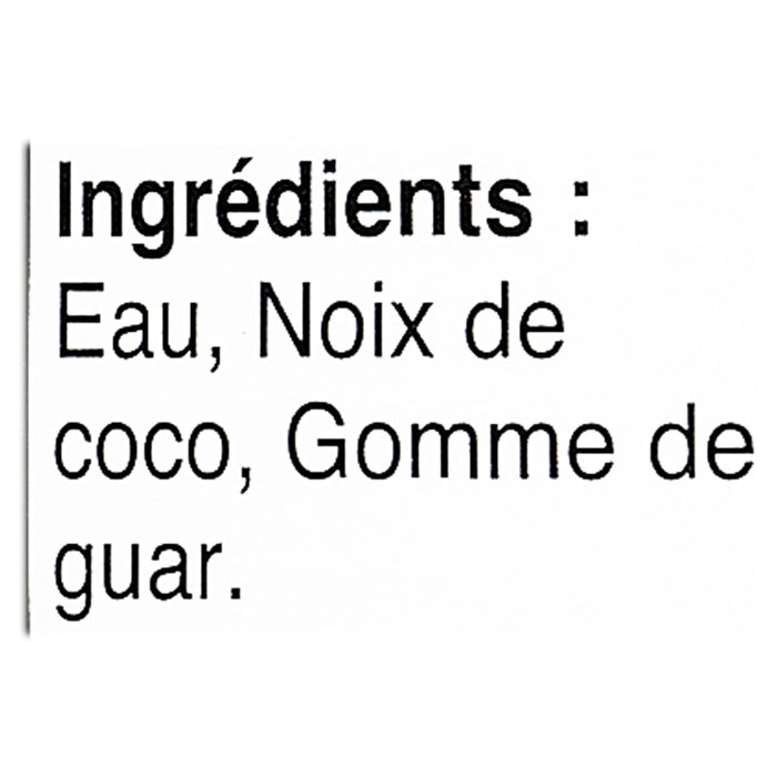 The ingredients for this product are water, coconut, and guar gum.