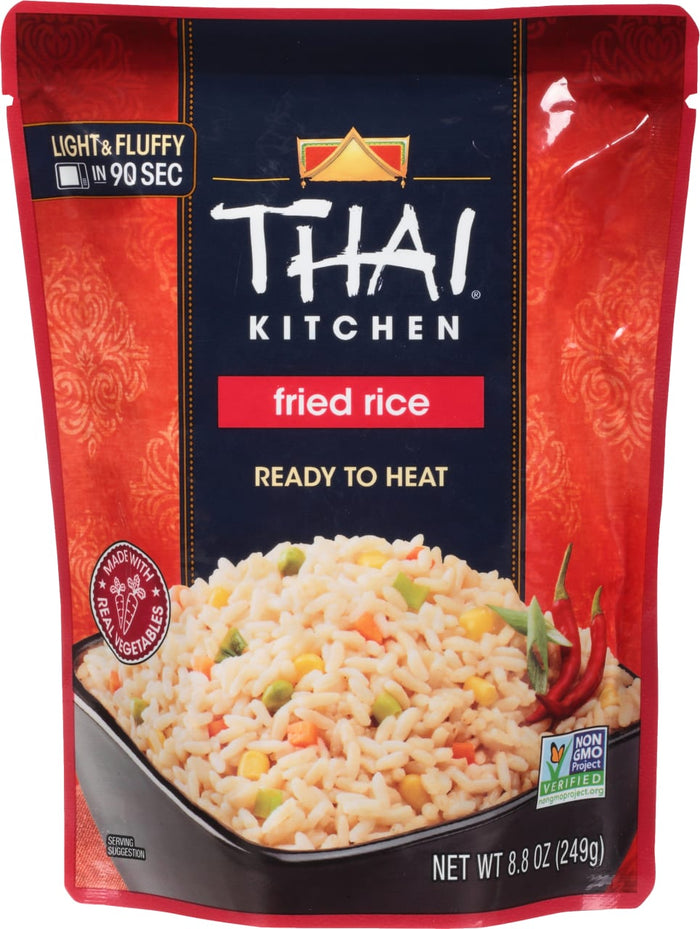 A package of Thai Kitchen Fried Rice, ready to heat in 90 seconds.