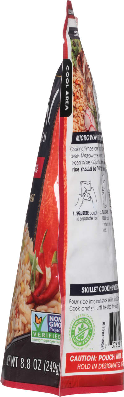 A package of Uncle Ben's Ready Rice with a picture of the rice and red peppers on the front.