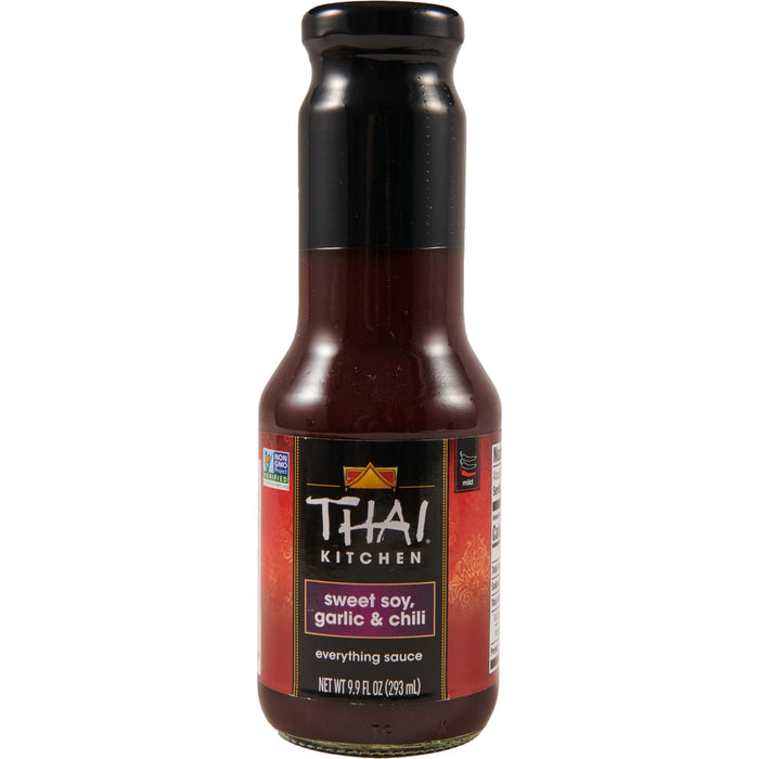 A bottle of Thai Kitchen Sweet Soy, Garlic &amp; Chili Everything Sauce.