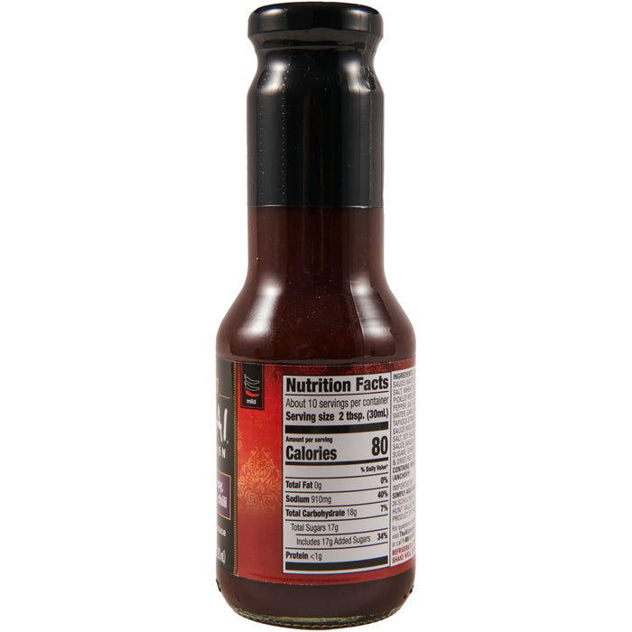 A bottle of Thai Kitchen Sweet Chili Sauce with nutrition facts listed on the label.