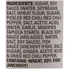 A list of ingredients for a product, including sugar, soy sauce, wheat flour, red chili pepper, garlic, and anchovy.