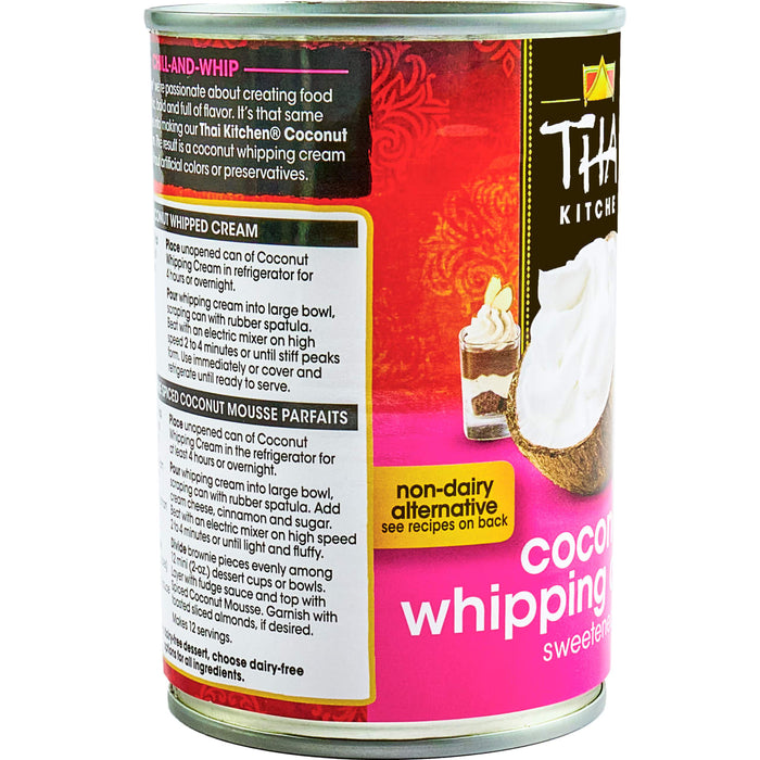 A can of Thai Kitchen Coconut Whipping Cream, a non-dairy alternative.