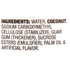 The image shows the ingredients list for a product, including water, coconut, sodium carboxymethyl cellulose, guar gum, sucrose esters, palm oil, and artificial flavor.