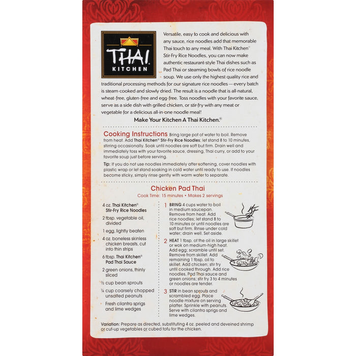 A Thai Kitchen recipe for Chicken Pad Thai with a list of ingredients and instructions.