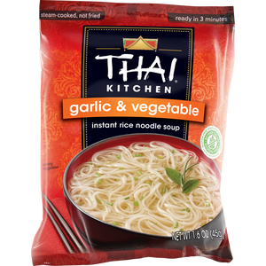 A package of Thai Kitchen Garlic &amp; Vegetable Instant Rice Noodle Soup.