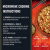 Microwave cooking instructions for a package of Thai Kitchen, 9.0 Oz are displayed next to a finished bowl of the rice and chicken meal.
