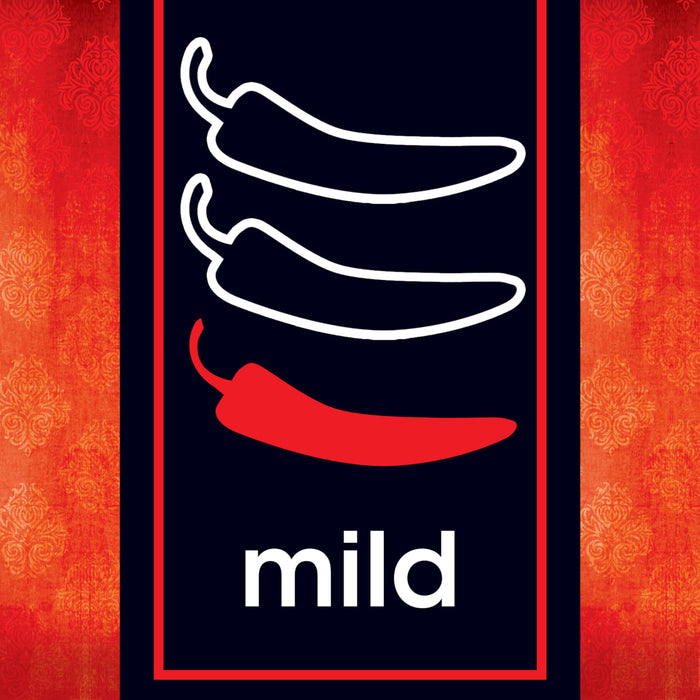 A graphic illustration indicating the mild spice level of the Thai Kitchen, 9.0 Oz, with one out of three chili peppers highlighted.