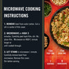 The microwave cooking instructions for a package of Thai Kitchen, 9.0 Oz are displayed next to a finished bowl of the chicken and rice dish.