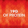 A graphic for Thai Kitchen, 9.0 Oz highlights its 19g of protein against a red patterned background.