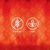 The image displays gluten-free and vegan icons, indicating the product is suitable for those dietary needs.