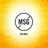 A black and white logo with a circle and a diagonal line through it that says NO MSG.