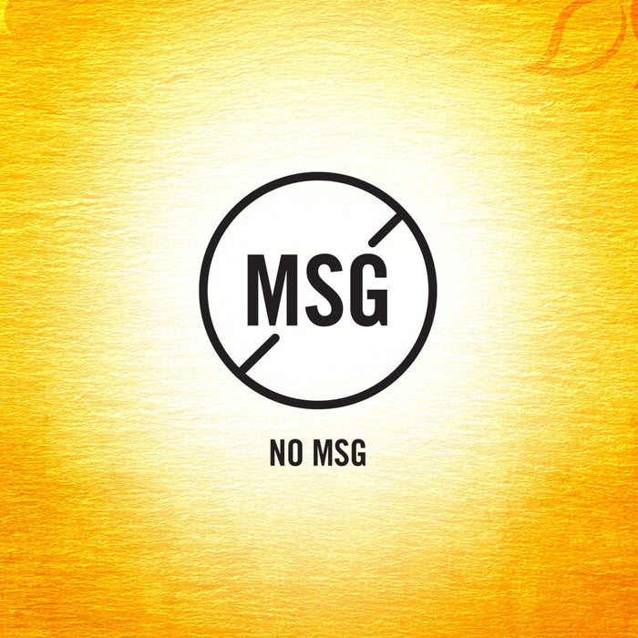 A black and white logo with a circle and a diagonal line through it that says NO MSG.