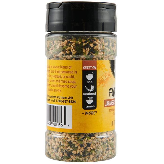 A bottle of Furikake Japanese Seasoning, a blend of toasted sesame seeds and seaweed.
