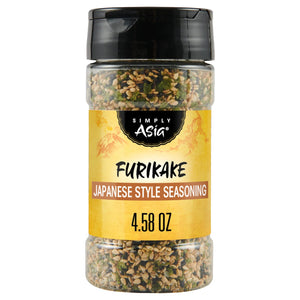 A container of Simply Asia Furikake Japanese Style Seasoning, with a net weight of 4.58 oz.