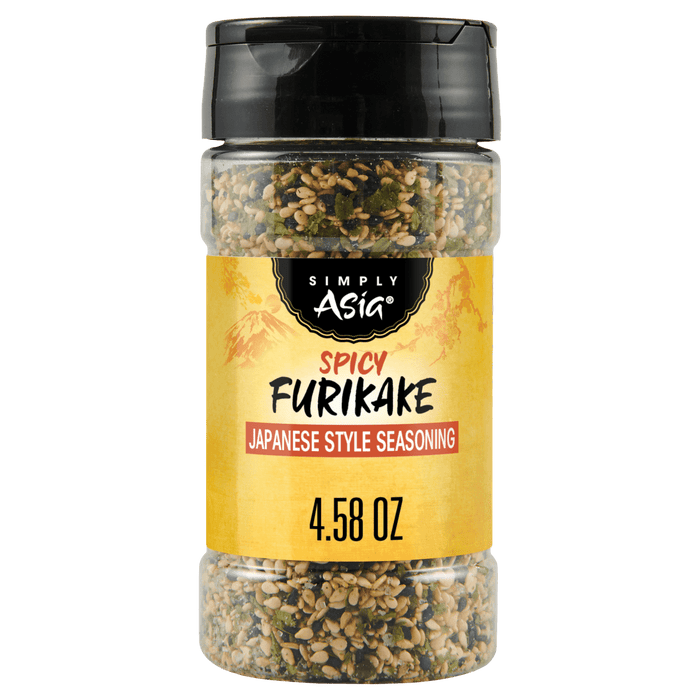 A bottle of Simply Asia Spicy Furikake Japanese Style Seasoning.