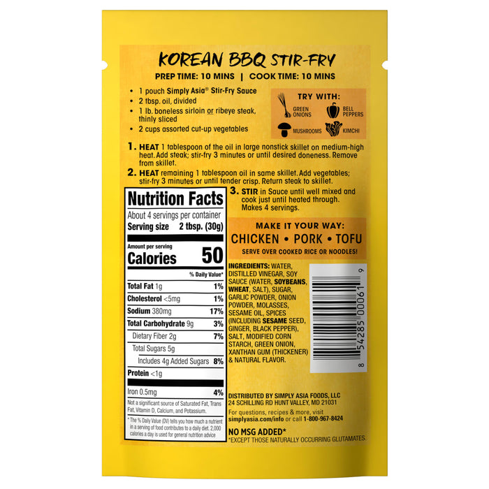 Simply Asia® Korean BBQ Stir-Fry Sauce, 4.22 oz