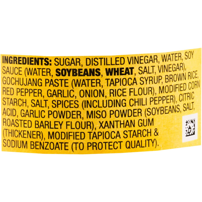 A list of ingredients for a product containing soy, wheat, and other ingredients.