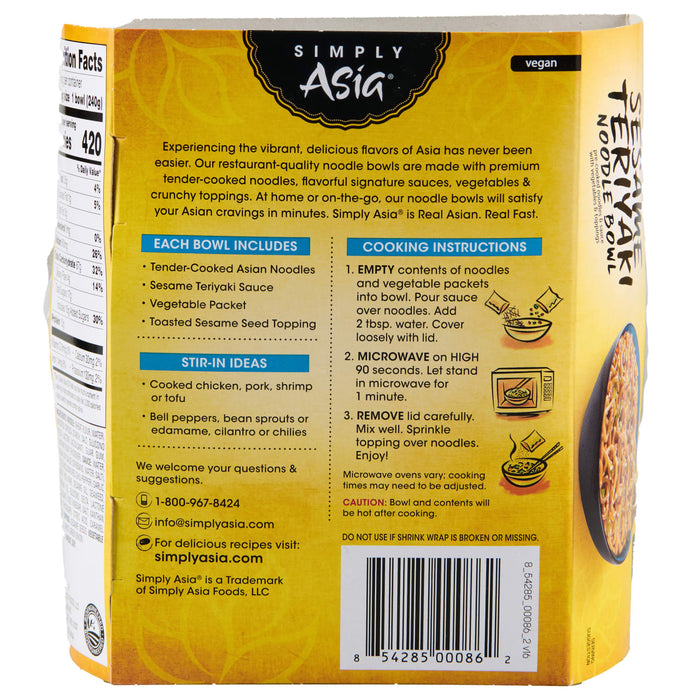 Simply Asia® Sesame Teriyaki Noodle Bowl, 8.5 oz (6-Pack)