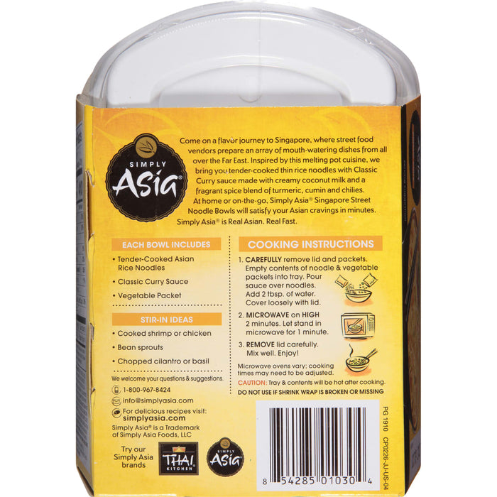 A Simply Asia package with instructions on how to prepare the Singapore Street Noodle Bowls.