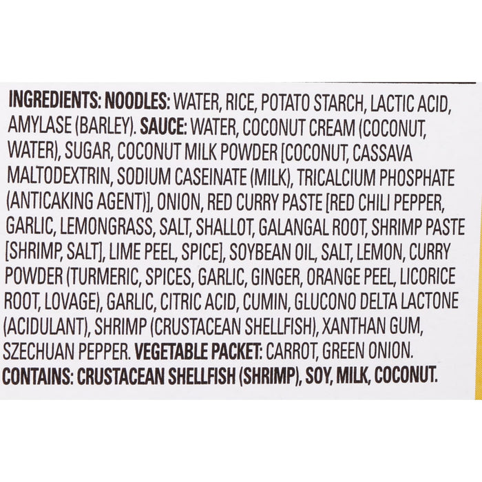 A list of ingredients for a Thai Kitchen brand curry noodle product.