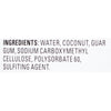 A list of ingredients for a product, including water, coconut, guar gum, sodium carboxymethyl cellulose, polysorbate 60, and a sulfiting agent.