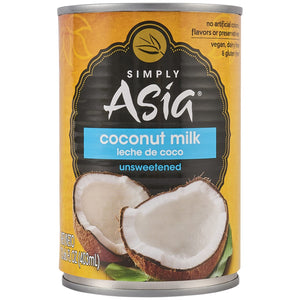 A single can of Simply Asia Plain Milk Substitute Can 13.66 Oz featuring unsweetened coconut milk with no artificial colors or preservatives.