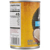 A side view of a Simply Asia Plain Milk Substitute Can 13.66 Oz showing the nutrition facts label and a graphic of a cracked coconut.
