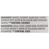 A close up view of the ingredient list for Simply Asia Plain Milk Substitute Can 13.66 Oz which contains water, coconut, and thickening agents like guar gum and cellulose gum.