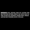 A list of ingredients for a product, including basil, dextrose, oregano, canola oil, sodium lactate, whey, parsley, glycerin, sea salt, ascorbic acid, rosemary, xanthan gum, acetic acid, and citric acid.