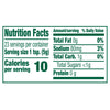 Nutrition facts label for a product with 10 calories per serving.