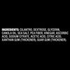 A list of ingredients for a product, including organic cilantro, organic dextrose, glycerin, organic canola oil, whey (milk), sea salt, ascorbic acid, acetic acid, and xanthan gum.