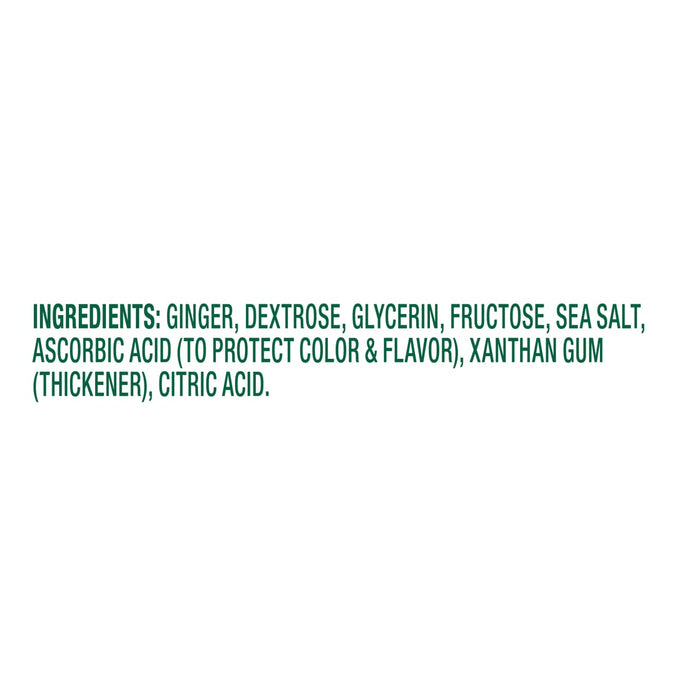 A list of ingredients for a ginger product.