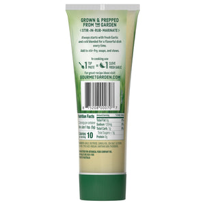 Gourmet Garden Garlic Paste tube with nutrition facts and ingredients.