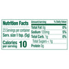 Nutrition facts label for a product with 10 calories per serving.