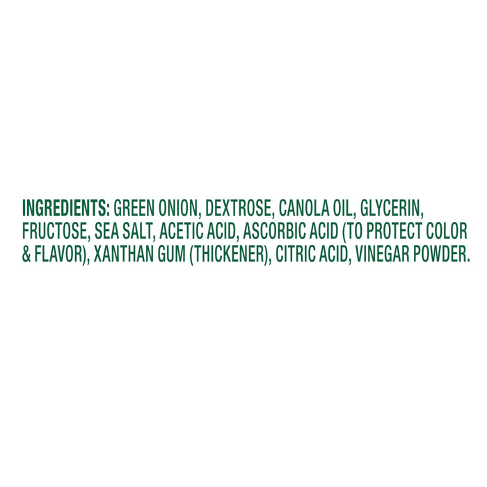 The image displays a list of ingredients including green onion, dextrose, canola oil, and other components.